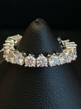 Unique Flexible Eternity Band Sterling Silver 2.00CTW Round Radiant Moissanite